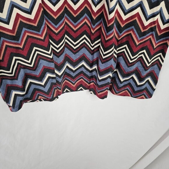 CATO Long Maxi Skirt BLUE RED BLACK Chevron Striped size XL Modest Country Fall - Picture 4 of 6